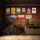 9 Pcs Vintage Metal Tin Garage Signs  Retro Oil   Gas Station Wall Decor