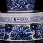 10 4  Marked Old Chinese Xuande Blue White Porcelain Dragon Base Prunus Vase Set