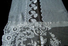 Antique 2  French Samples Embroidered Fillet Lace  irish Tambour Mesh Lace