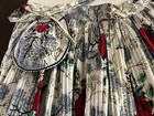 Vintage 60s Floral Accordion Pleated Half Apron Red Blue Flowers With Pocket