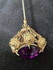 Estate Antique Victorian Filigree  Crystal Glass 10  Long Stick Hatpin
