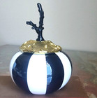 Nib Black Coral Hand-carved Gold Lidded Painted Ceramic Box France Ooak