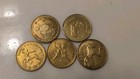 Lot Of 5 Vintage Risque Adult Tokens 3 Heads tails And 2 Horoscope Love Tokens