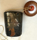 People Inro Makie Lacquer Wood Case 2 9 Inch Japanese Antique Netsuke Ojime