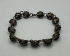 Vintage Sterling Silver Turquoise Cactus Flower Link Bracelet Southwestern Style