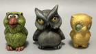 Vintage Collectible Miniature Owl Figurines Assorted Materials colors Lot Of 5
