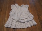 Vintage Baby Toddler Girls Dress White With Dainty Pink Blue Flowers 12 Months