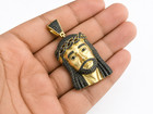 925 Sterling Silver Jesus Face Pendant Black Stone Hip Hop Charm Gift For Men