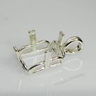  10x8 - 20x15  Emerald Regalle Pre-notched Sterling Silver Pendant Setting