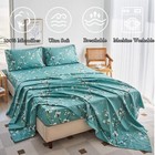 Teal Twin Sheet Set Floral Print Microfiber 4 Piece All Seasons Farmhouse Style