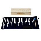 9x Medical Tuning Forks Silicone Hammer   Wooden Voice Box Set For Sound Therapy
