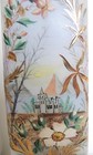 Pair Of Antique 11  Tall  Bristol Square Footed Scenic Vases