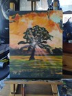 John Art Studio Sun Rays Through The Oak 14x11 Original Expressionism Art 0047