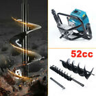 52cc Gas Powered Post Hole Digger Earth Auger Borer Fence Ground W  2 Drill Bits