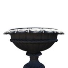 Pair Of Antique Cast Iron Garden Urns With Stylized Floral Bases C1900