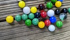Lot Of 80 Vintage Glass Marbles Few Larger Shooters Colorful Toy Childrens Game