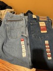 Wrangler Men   s Relaxed Fit Carpenter Blue Medium Wash Denim Jeans Zip Nwt