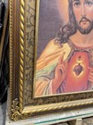 Vintage Sacred Heart Of Jesus Ornate Double Framed Art Print Canvas 33 x26 