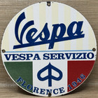 Vintage Vespa Scooter Porcelain Sign Sales And Service Station Pump Plate Moped