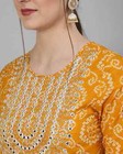 Indian Women Cotton Yellow Bandhani Printed Kurta With Palazzos   With Dupatta