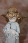 Giuseppe Armani Sculpture Very Rare  boy Angel With Sheep  With Wood Base