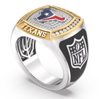 Houston Texans True Fan 1 2 Ct Diamond Two-tone Yellow Gold And 925 Silver Ring
