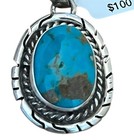 Navajo Kingman Turquoise Pendant Jeff Frank 925 Sterling Silver Handmade