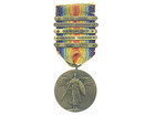 Us Wwi Victory Medal Rare Ring Top W  5 Bars Including Cantigney   Soissons