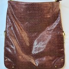 Vintage John Wanamaker Maroon Snakeskin Print Leather Tote W expansion Zipper
