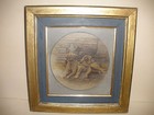19thc Antique 1875 Oil Painting Signed Artist Curtis Signed Two Dogs Oil Board