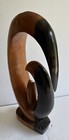 Mcm Hand Carved Sculpture Exotic Hardwood Two Toned Family Of Birds  Retro
