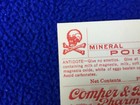 Original Mineral Technical Antique Poison Label Skull   Crossbones Pharmacy Drug