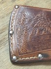 Rare Vintage Kabar Leather Tooled Canoe Mountain Tree Axe Ax Hatchet Sheath Only