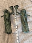 Beautiful Pair Vintage Antique Cherub Heavy Brass Or Bronze Wall Candle Sconces