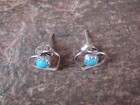 Small Zuni Indian Jewelry Sterling Silver Turquoise Heart Post Earrings - Pab   