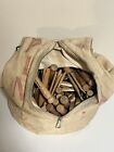 Vintage Zippered Clothes Pin Bag W over 140 Vtg Clothes Pins 1950 s 1960 s Usa