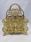 Ornate Vintage Filigree Solid Brass Magazine Book Mail Rack Holder Heavy 