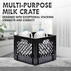 Juggernaut Storage 16qt Heavy-duty Plastic Square Milk Crate Black
