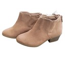 Old Navy Girls Size 1 Faux Suede Ankle Booties Pink Rear Zip Block Heel Boots