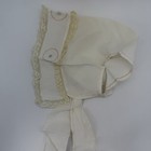 Victorian 19thc  French Linen Bobbin Lace Baby Bonnet White Great 4 Doll Silk 