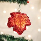 Old World Christmas Glass Blown Tree Ornament  Red Maple Leaf