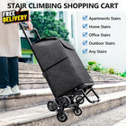 2-in-1 Grocery Cart On Wheels 60l Stair Climbing Folding Shopping Cart Black 