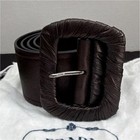 Prada Women Brown Leather Wide Waist Belt Adjustable Silver Buckle 30 75 