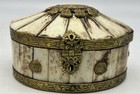 Vintage Mid Century Brass   Bone Box  Flowers And Hearts