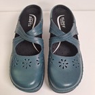 Klogs Carolina Mary Jane Clog Shoes Women 10 Teal Blue Slip On Comfort Leather