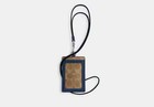 Coach Cu221 Signature Leather Deep Blue Id Badge Lanyard New Nwt