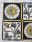 Antique English Arts   Crafts Design 6 Inch Tile Sunflowers