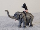 Antique Austrian Vienna Bronze Cold Painted Figure Of Boy Riding Elephant 2 5 