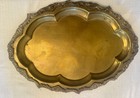 Vintage Grand Millennial Scalloped Ornate Solid Brass Serving Tray 18 W X 13