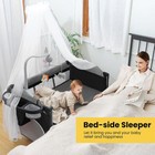 5 In 1 Baby Bassinet Bedside Crib Foldable Bedside Sleeper 4 Adjustable Height